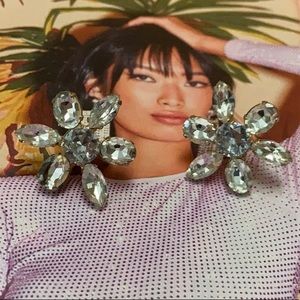 Vintage Flower Crystals Earrings